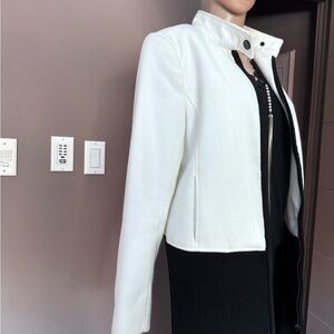 Women's White Structured Collar Jacket